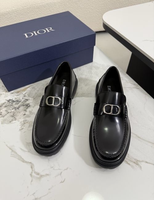 Christian Dior CD Gancio Buckle Leather Loafers