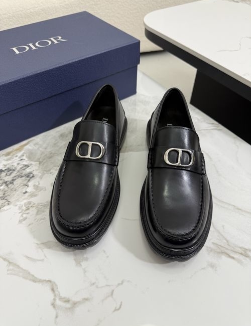Christian Dior CD Gancio Buckle Leather Loafers