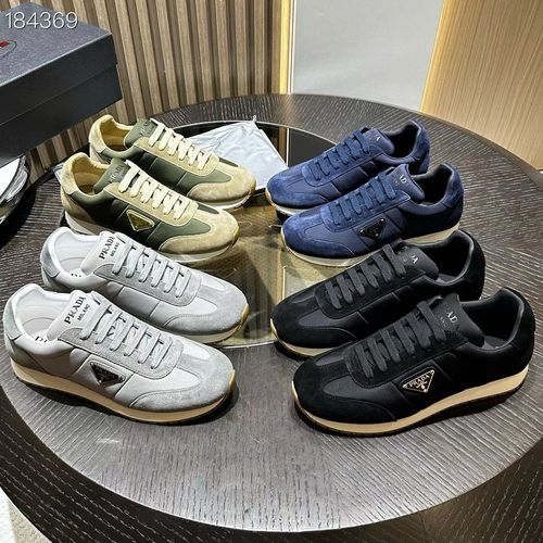 Prada Vintage Leather Sneakers With Logo Details