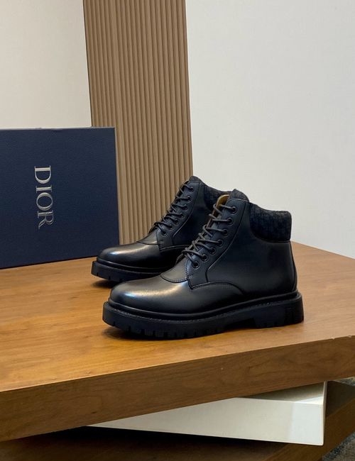 Christian Dior CD Genuine Leather Mid-top Ankle Boots