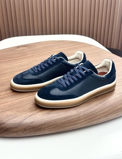 Loro Piana LP Cashmere Leather Tennis Shoes With Rubber Sole