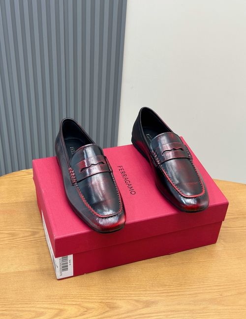 Ferragamo Grained Nappa Leather Shoes With Logo Stitching