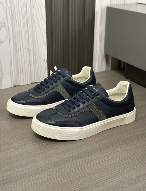 Brunello Cucinelli BC Suede Polished Calfskin Sneakers