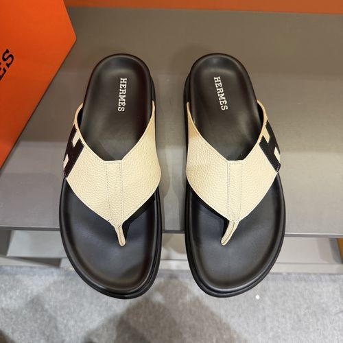 Hermes Oran Leather H Slides
