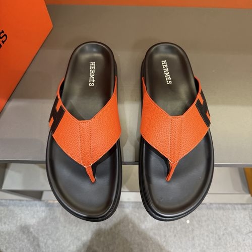 Hermes Oran Leather H Slides