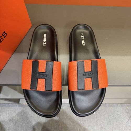 Hermes Oran Leather H Slides