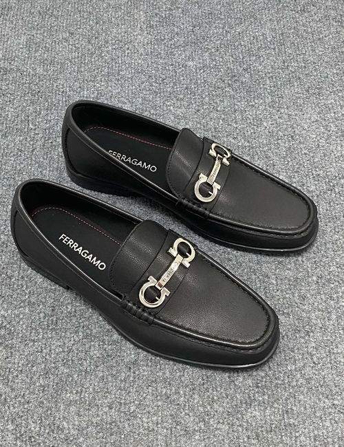 Ferragamo Genuine Leather Dress Shoes Flexible Rubber Sole