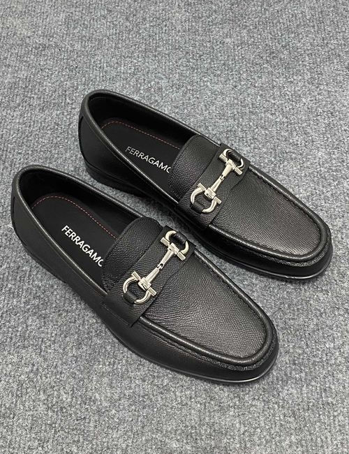 Ferragamo Genuine Leather Dress Shoes Flexible Rubber Sole