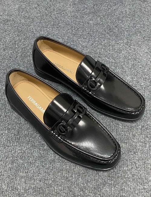 Ferragamo Genuine Leather Dress Shoes Flexible Rubber Sole