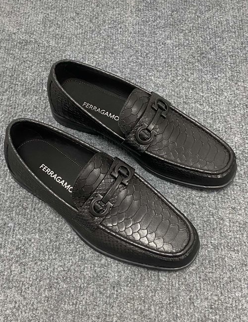 Ferragamo Genuine Leather Dress Shoes Flexible Rubber Sole
