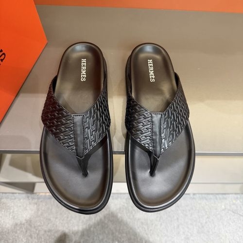 Hermes Oran Leather H Slides