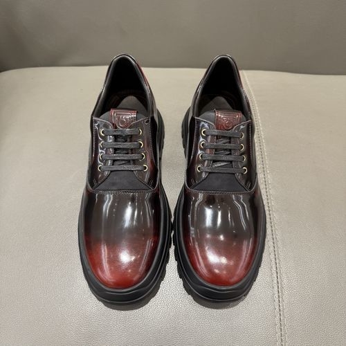 Ferragamo Patina Leather Derby Shoes Textured Sole