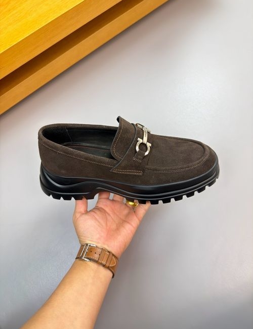 Ferragamo Suede Cowhide Formal Leather Shoes