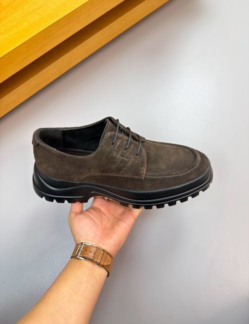 Ferragamo Suede Leather Dress Shoes Brand Embossing