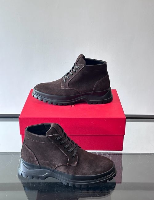 Ferragamo Genuine Leather Fleece Lined Formal Boots
