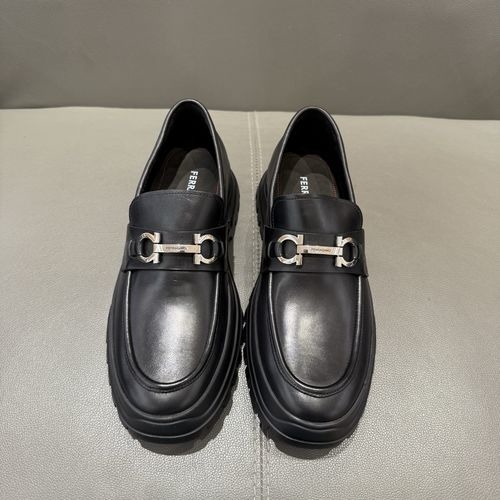 Ferragamo Classic Loafers With Gancini Buckle And Stitching