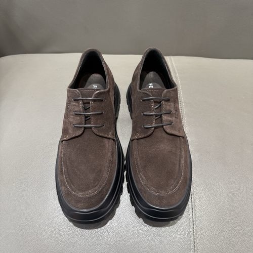 Ferragamo Stitched Upper Rubber Sole Derby Shoes