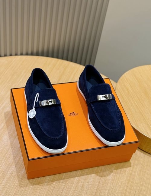 Hermes Like Leather Rope Loafers Rubber Sole