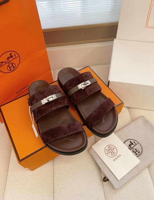 Hermes Chypre Slippers With Comfortable Soft Insole