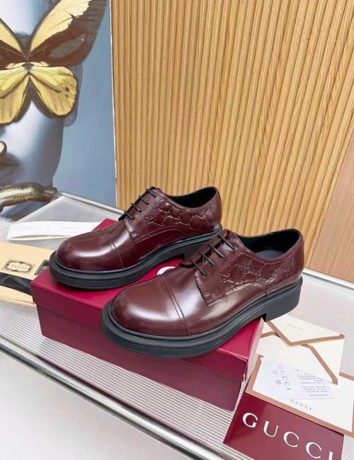 Gucci Lace-Up Leather Shoes With Thick Soles