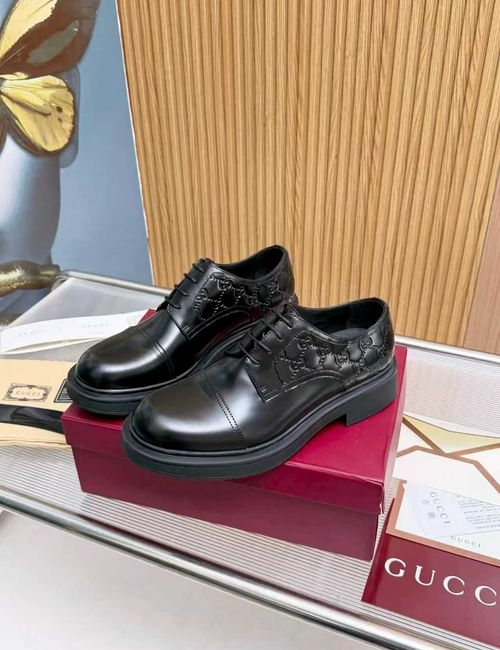 Gucci Lace-Up Leather Shoes With Thick Soles
