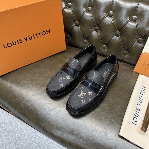 Louis Vuitton LV Black Patent Printed Leather Shoes