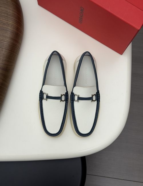 Ferragamo Driving Loafers With Slip-On Design And Box