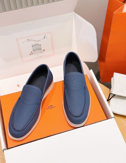 Hermes Job Loafers Suede Goat Leather Shoes