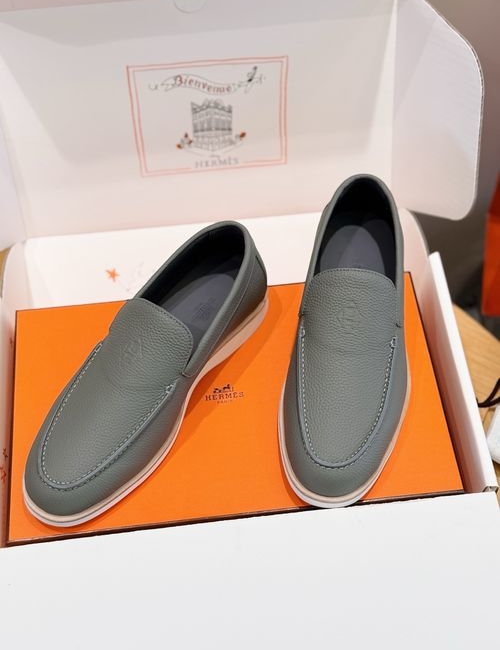 Hermes Job Loafers Suede Goat Leather Shoes