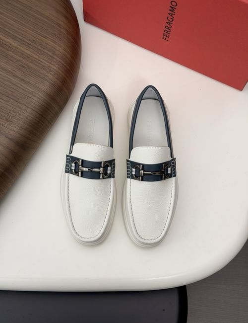 Ferragamo Driving Loafers With Slip-On Design And Box