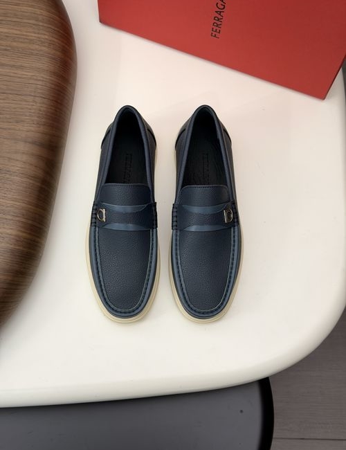 Ferragamo Driving Loafers With Slip-On Design And Box