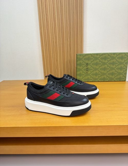 Gucci Casual Sneakers Nappa Leather Upper Canvas Lining TPU Rubber Sole