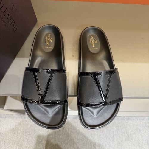 Valentino Metal Logo Flat Sandals