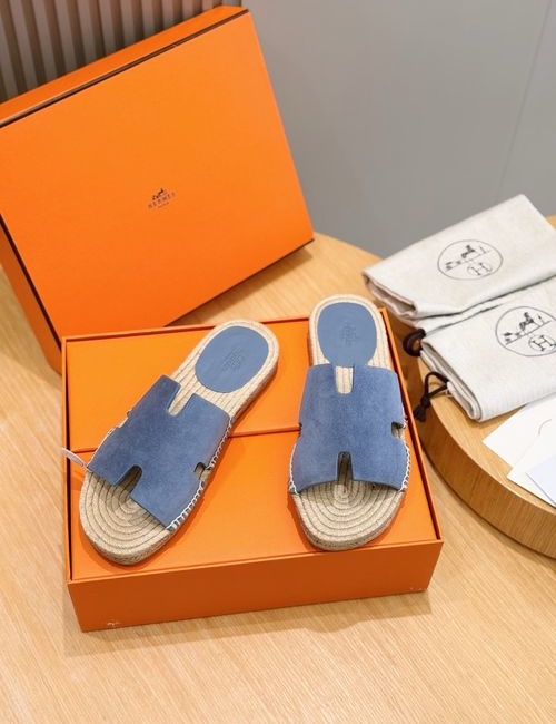 Hermes Antigua Espadrille Slippers Leather Sole