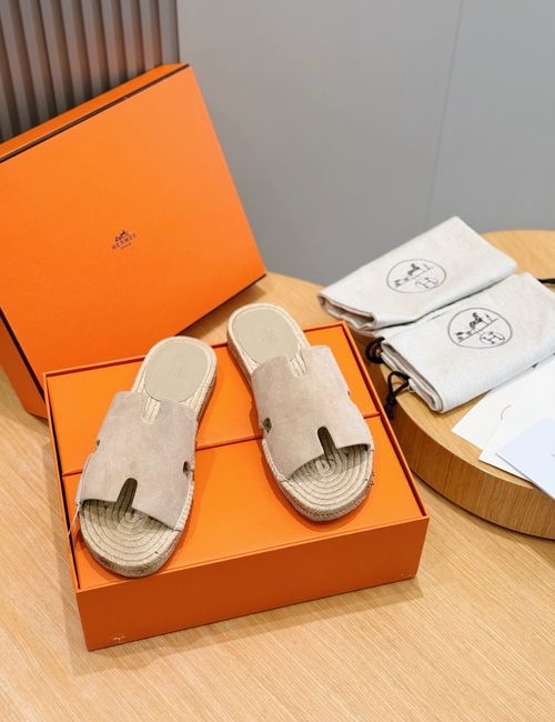 Hermes Antigua Espadrille Slippers Leather Sole