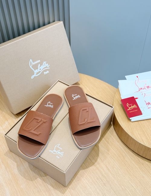 Christian Louboutin Genuine Leather Summer Slide Sandals