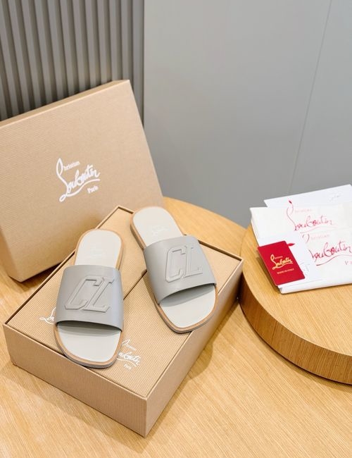 Christian Louboutin Genuine Leather Summer Slide Sandals