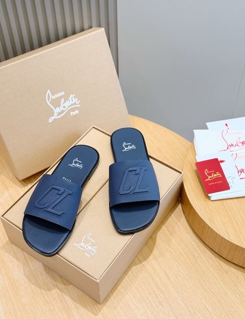 Christian Louboutin Genuine Leather Summer Slide Sandals
