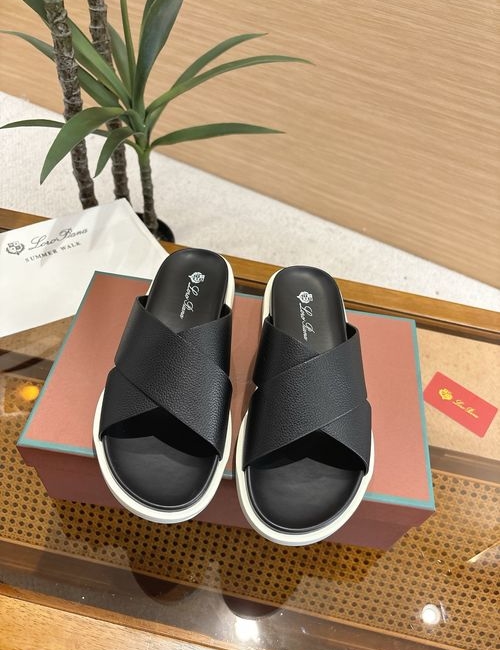 Loro Piana LP Summer Walk Crisscross Mules Leather Shoes