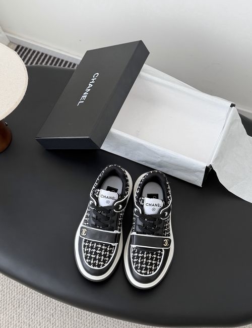 Chanel Color Block Casual Sneakers With Embossed Logo
