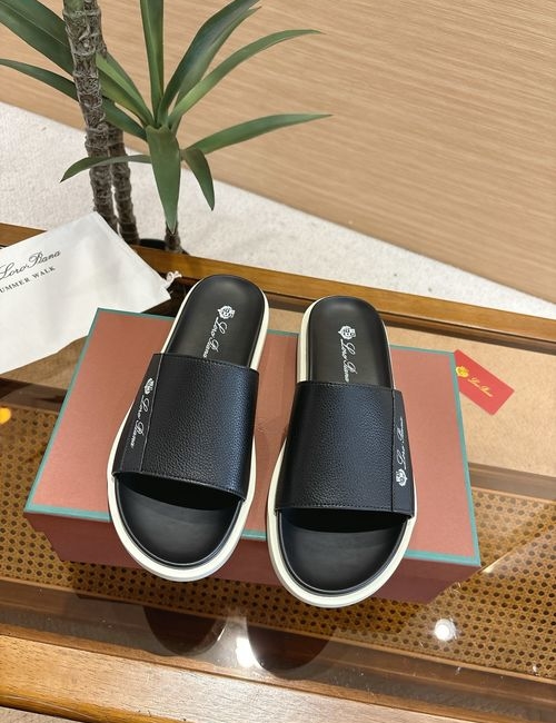 Loro Piana LP Summer Walk Mule Slippers With Rose Embossing