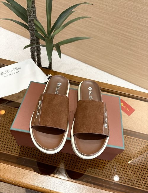 Loro Piana LP Summer Walk Mule Slippers With Rose Embossing
