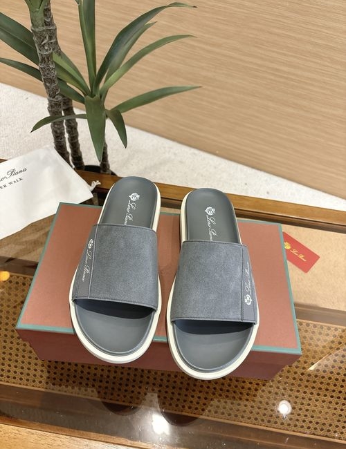 Loro Piana LP Summer Walk Mule Slippers With Rose Embossing