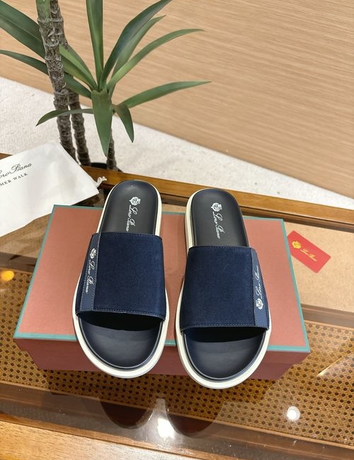 Loro Piana LP Summer Walk Mule Slippers With Rose Embossing