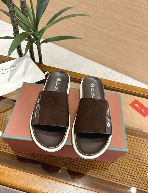 Loro Piana LP Summer Walk Mule Slippers With Rose Embossing
