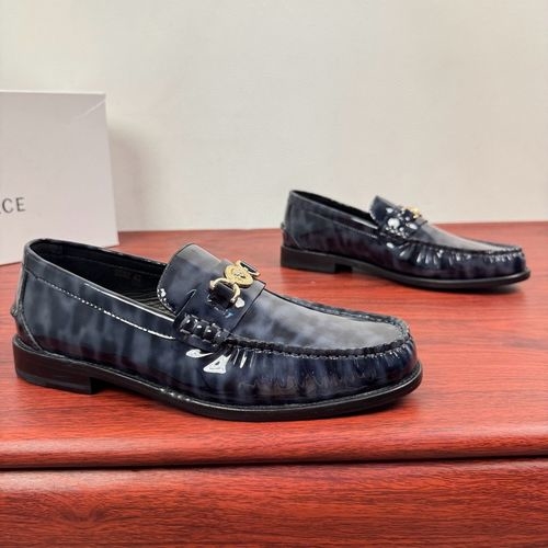 Versace Crocodile Embossed Slip-on Leather Loafers