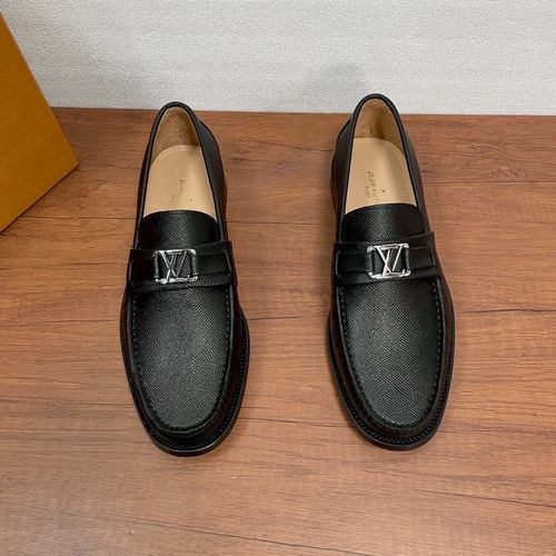 Louis Vuitton LV Grain Leather Loafers With Metal Decor