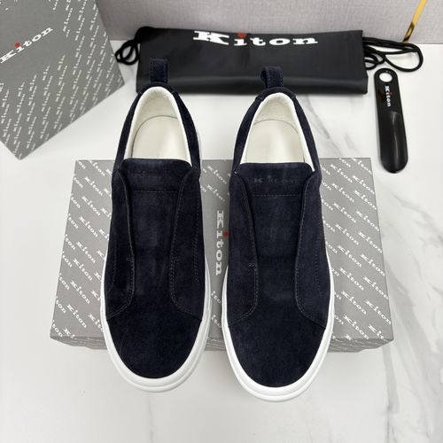 Kiton Premium Colorblock Leather Casual Shoes
