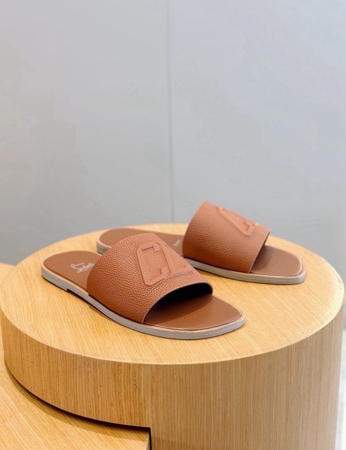 Christian Louboutin Genuine Leather Summer Slide Sandals