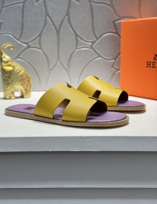 Hermes Oran Slides Palm-grain Leather Upper Original Sole